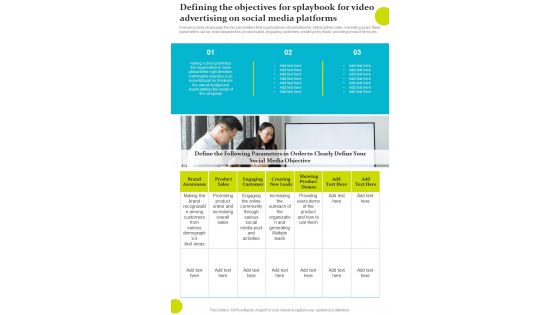Playbook For Video Advertising On Social Media Platforms Template