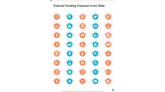 Podcast Funding Proposal Icons Slide One Pager Sample Example Document