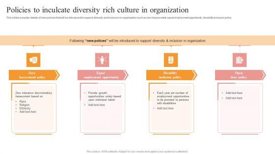 Policies To Inculcate Diversity Rich Culture In Organization Mockup PDF