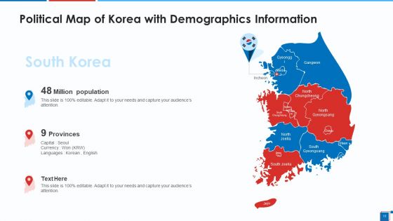Political Map Of Korea Provinces Demographics Ppt PowerPoint Presentation Complete Deck With Slides