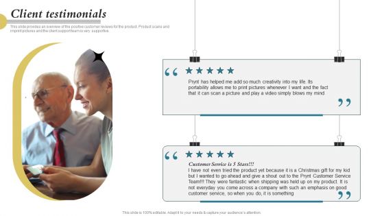 Portable Printing Company Capital Raising Deck Client Testimonials Portrait PDF Portable Printing Company Capital Raising Deck Client Testimonials Portrait PDF