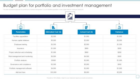Portfolio Wealth Management Budget Plan For Portfolio And Investment Formats PDF Portfolio Wealth Management Budget Plan For Portfolio And Investment Formats PDF