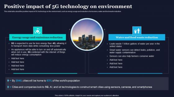 Positive Impact Of 5G Technology On Environment Difference Between 4G And 5G Network Slides PDF