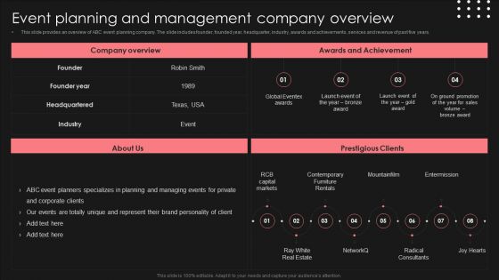Positive Impact Of Effective Event Planning And Management Company Overview Mockup PDF