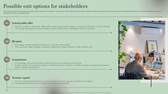 Possible Exit Options For Stakeholders Icons PDF