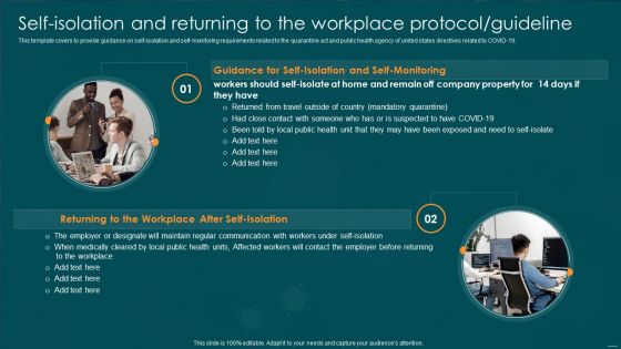 Post Pandemic Business Self Isolation And Returning To The Workplace Protocol Infographics PDF