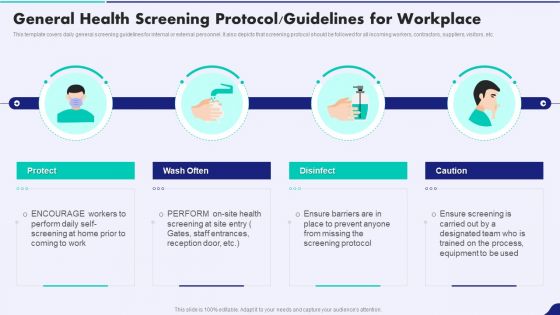 Post Pandemic Corporate Playbook General Health Screening Protocol Guidelines For Workplace Elements PDF