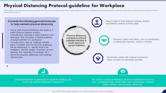 Post Pandemic Corporate Playbook Physical Distancing Protocol Guideline For Workplace Mockup PDF