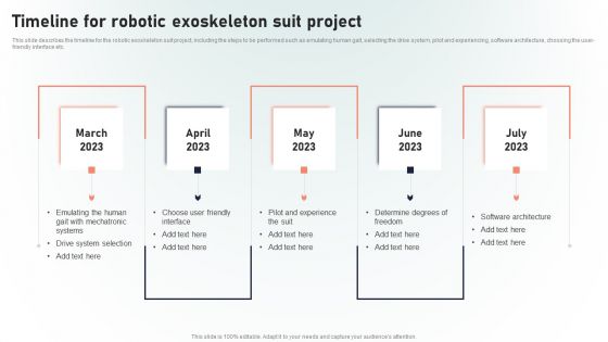 Powered Armor Timeline For Robotic Exoskeleton Suit Project Introduction PDF