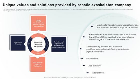Powered Armor Unique Values And Solutions Provided By Robotic Exoskeleton Clipart PDF