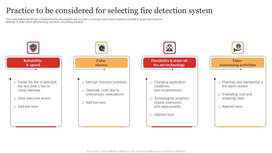 Practice To Be Considered For Selecting Fire Detection System Inspiration PDF