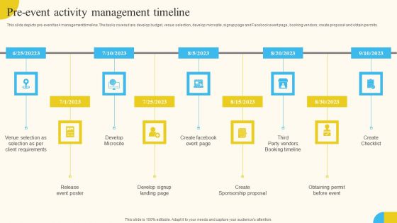 Pre Event Activity Management Timeline Activities For Successful Launch Event Brochure PDF