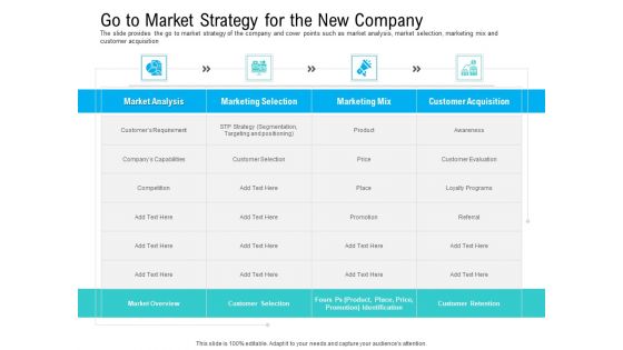 Pre Seed Funding Pitch Deck Go To Market Strategy For The New Company Inspiration PDF