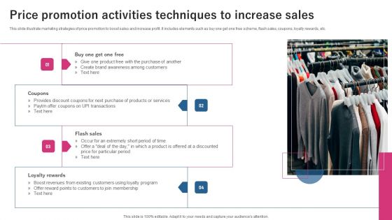 Price Promotion Activities Techniques To Increase Sales Ppt File Elements PDF