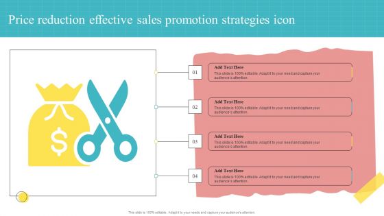 Price Reduction Effective Sales Promotion Strategies Icon Ppt PowerPoint Presentation Infographic Template Clipart Images PDF