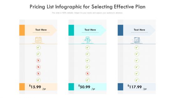 Pricing List Infographic For Selecting Effective Plan Ppt PowerPoint Presentation Gallery Graphics Template PDF
