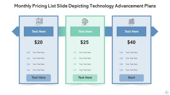 Pricing List Technology Advancement Plans Ppt PowerPoint Presentation Complete Deck With Slides
