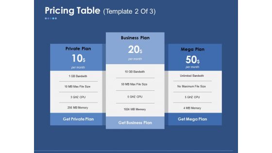 Pricing Table Template Ppt PowerPoint Presentation Styles Guide