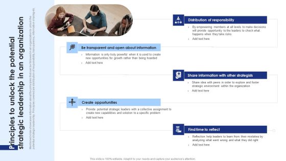 Principles To Unlock The Potential Strategic Leadership In An Organization Template PDF Principles To Unlock The Potential Strategic Leadership In An Organization Template PDF