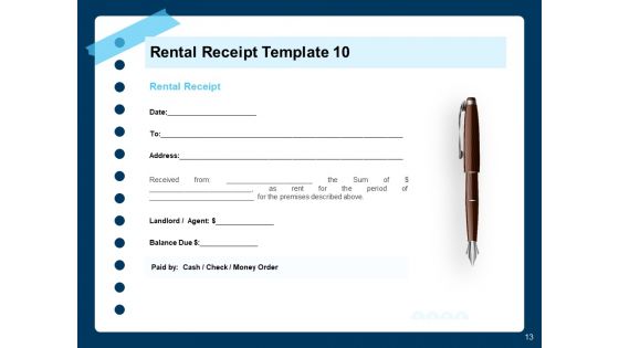 Printable Rent Receipt Template Ppt PowerPoint Presentation Complete Deck With Slides