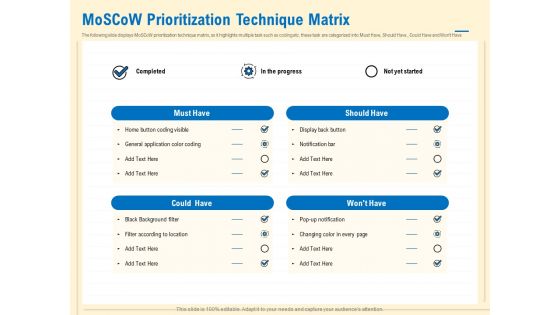 Prioritization Techniques For Software Development And Testing Moscow Prioritization Technique Matrix Sample PDF