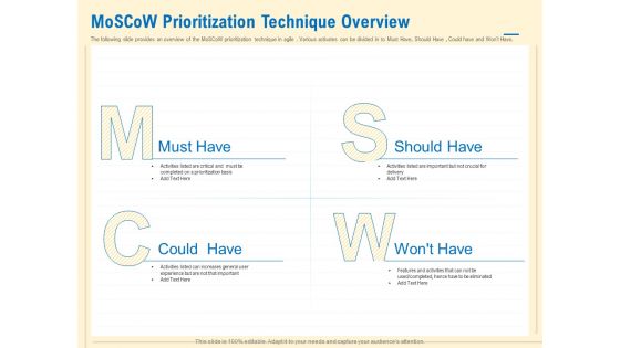Prioritization Techniques For Software Development And Testing Moscow Prioritization Technique Overview Background PDF