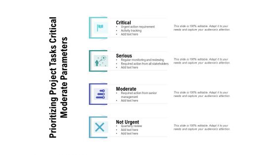 Prioritizing Project Tasks Critical Moderate Parameters Ppt PowerPoint Presentation Gallery Smartart PDF