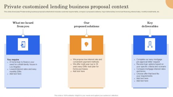 Private Customized Lending Business Proposal Context Summary PDF