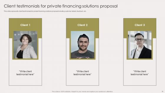 Private Financing Solutions Proposal Ppt PowerPoint Presentation Complete Deck With Slides