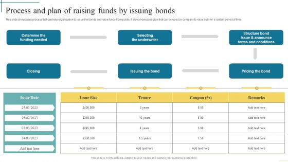 Process And Plan Of Raising Funds By Issuing Bonds Developing Fundraising Techniques Professional PDF