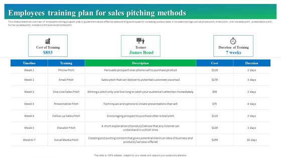 Process Enhancement Plan To Boost Sales Performance Employees Training Plan For Sales Pitching Methods Rules PDF
