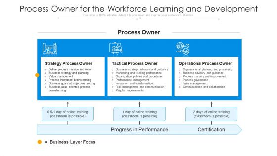 Process Owner For The Workforce Learning And Development Ppt PowerPoint Presentation Show Information PDF