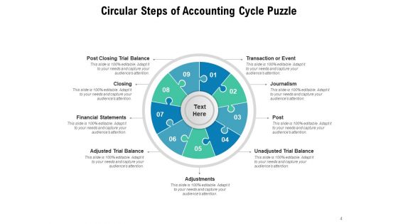 Processes Of Accounting Cycle Puzzle Circular Process Financial Ppt PowerPoint Presentation Complete Deck