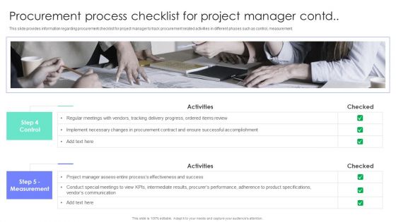 Procurement Process Checklist For Project Manager Project Administration Plan Playbook Formats PDF