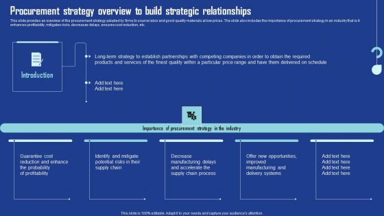 Procurement Strategy Overview To Build Strategic Relationships Designs PDF