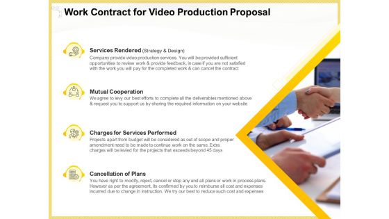 Producing Video Content Work Contract For Video Production Proposal Background PDF