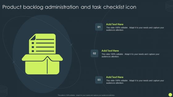 Product Backlog Administration And Task Checklist Icon Ppt Outline Samples PDF
