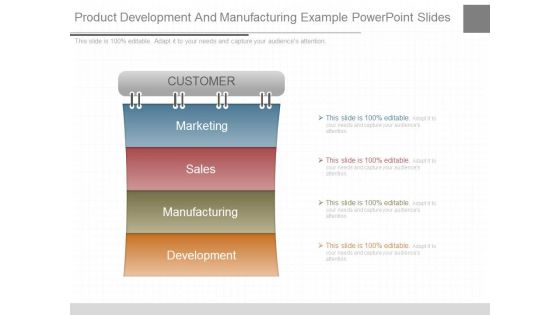 Product Development And Manufacturing Example Powerpoint Slides