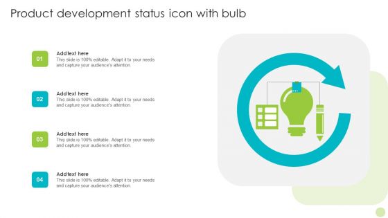 Product Development Status Icon With Bulb Ideas PDF