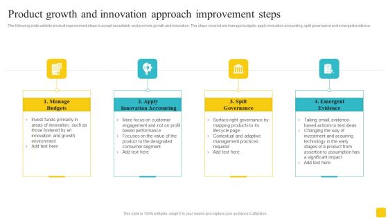 Product Growth And Innovation Approach Improvement Steps Brochure PDF