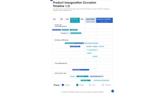 Product Inauguration Occasion Timeline One Pager Sample Example Document