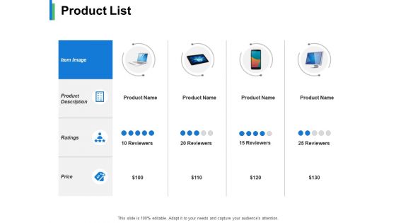 Product List Ppt PowerPoint Presentation Gallery Guidelines