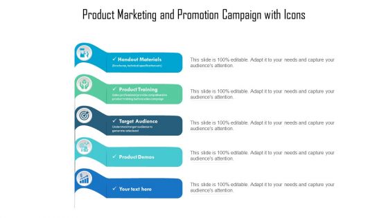 Product Marketing And Promotion Campaign With Icons Ppt Pictures Diagrams PDF