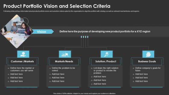 Product Portfolio Vision And Selection Criteria Ideas PDF