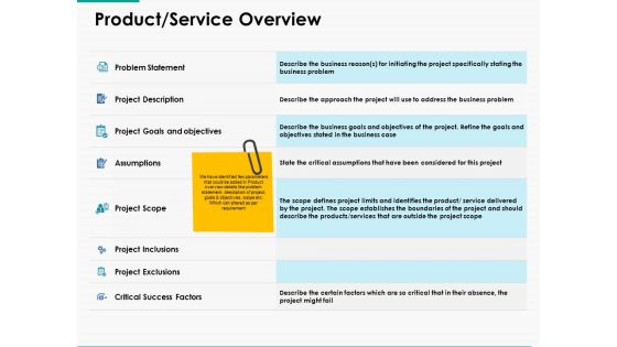 Product Service Overview Ppt Powerpoint Presentation Ideas Slides