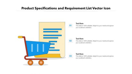 Product Specifications And Requirement List Vector Icon Ppt PowerPoint Presentation Visual Aids Portfolio PDF