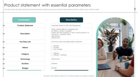 Product Statement With Essential Parameters Product Release Commencement Microsoft PDF