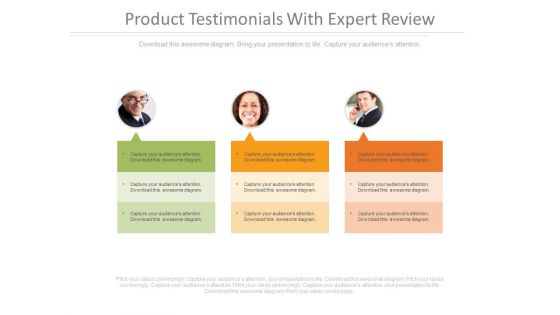Product Testimonials With Expert Review Ppt Slides
