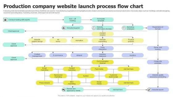 Production Company Website Launch Process Flow Chart Portrait PDF