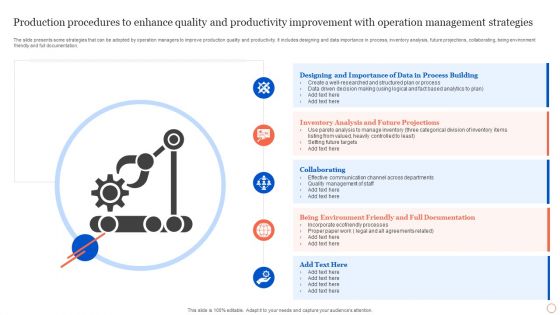Production Procedures To Enhance Quality And Productivity Improvement With Operation Management Strategies Rules PDF